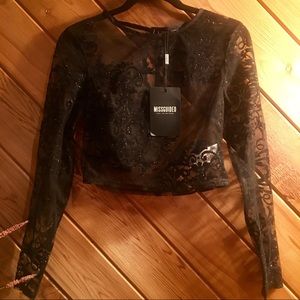 Missguided black sheer top BNWT